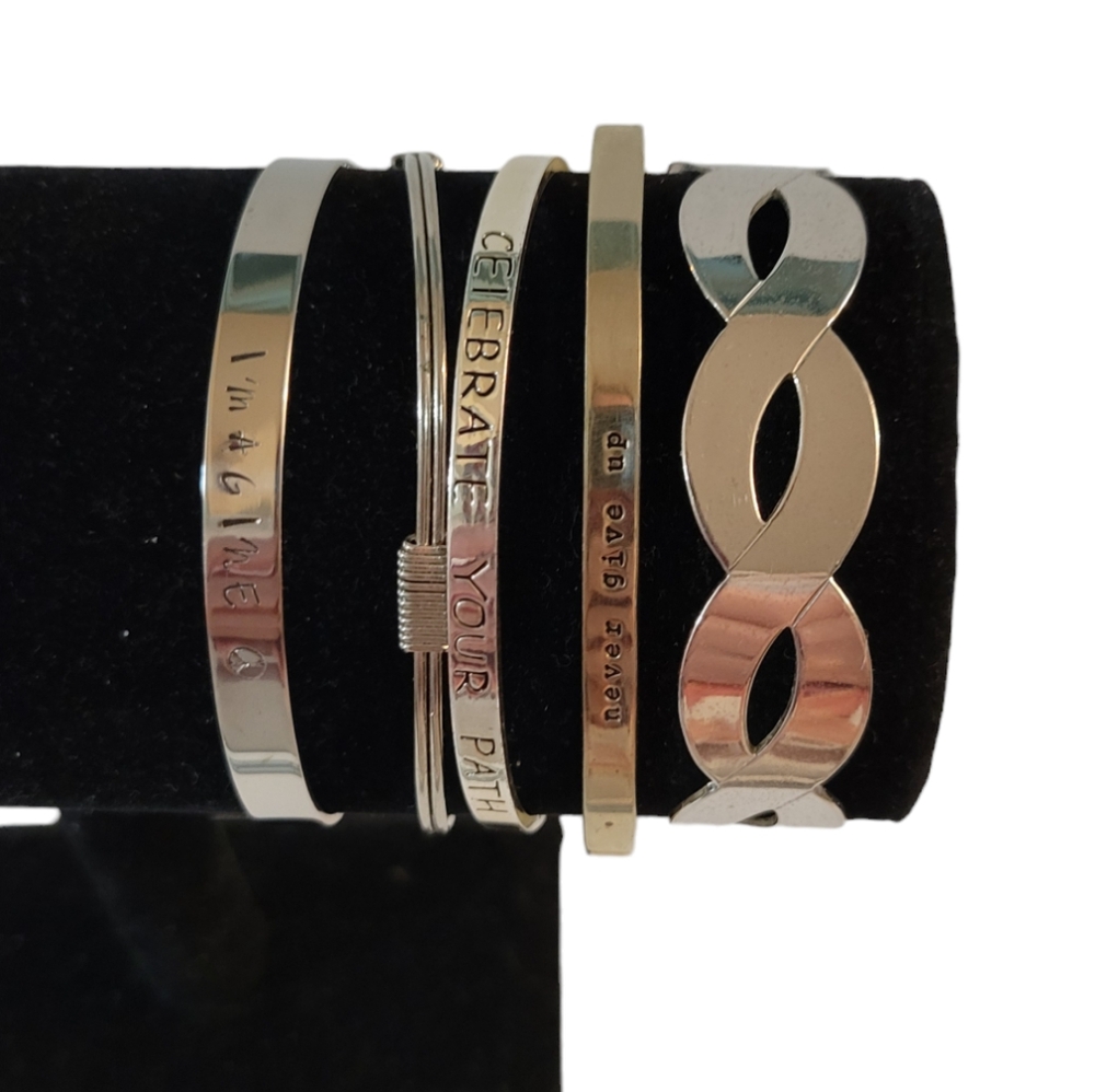 Silvertone Inspirational Cuff Bracelets